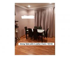 Dining Room Table With 6 Leather Chairs - 1
