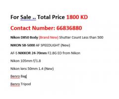Nikon d850 new with lenses 24-70mm 85mm & 50mm1.4 Nikon flash for sale