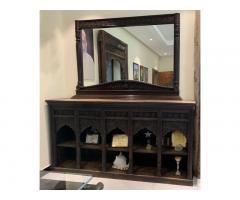Classic real wood Showpiece stand with mirror - 1