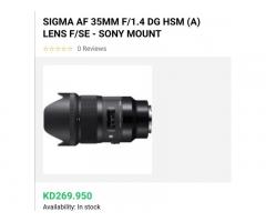 Sigma 35 1.4 art Sony A mount + Sony la lea4 adapter