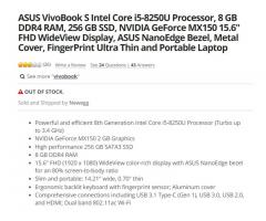 ASUS VivoBook S Intel Core i5 - Fingerprint - 8GB DDR4 RAM 256GB SSD - 4
