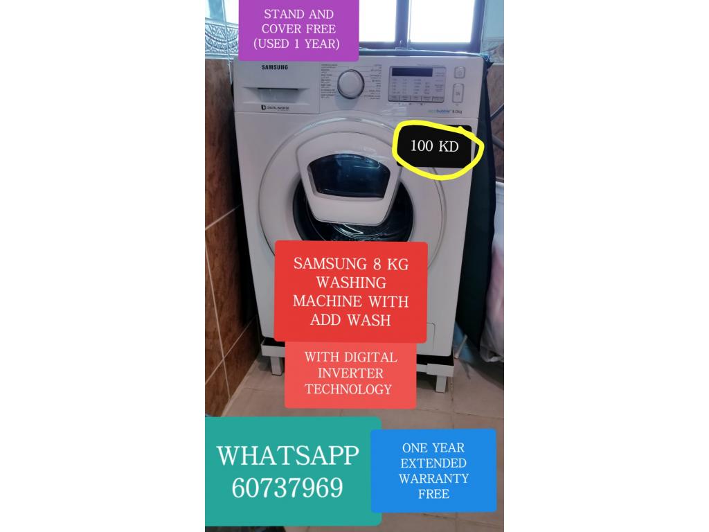 ***FOR SALE : Samsung 8kg Washing Machine with Add Wash and Digital Inverter Technology*** - 1