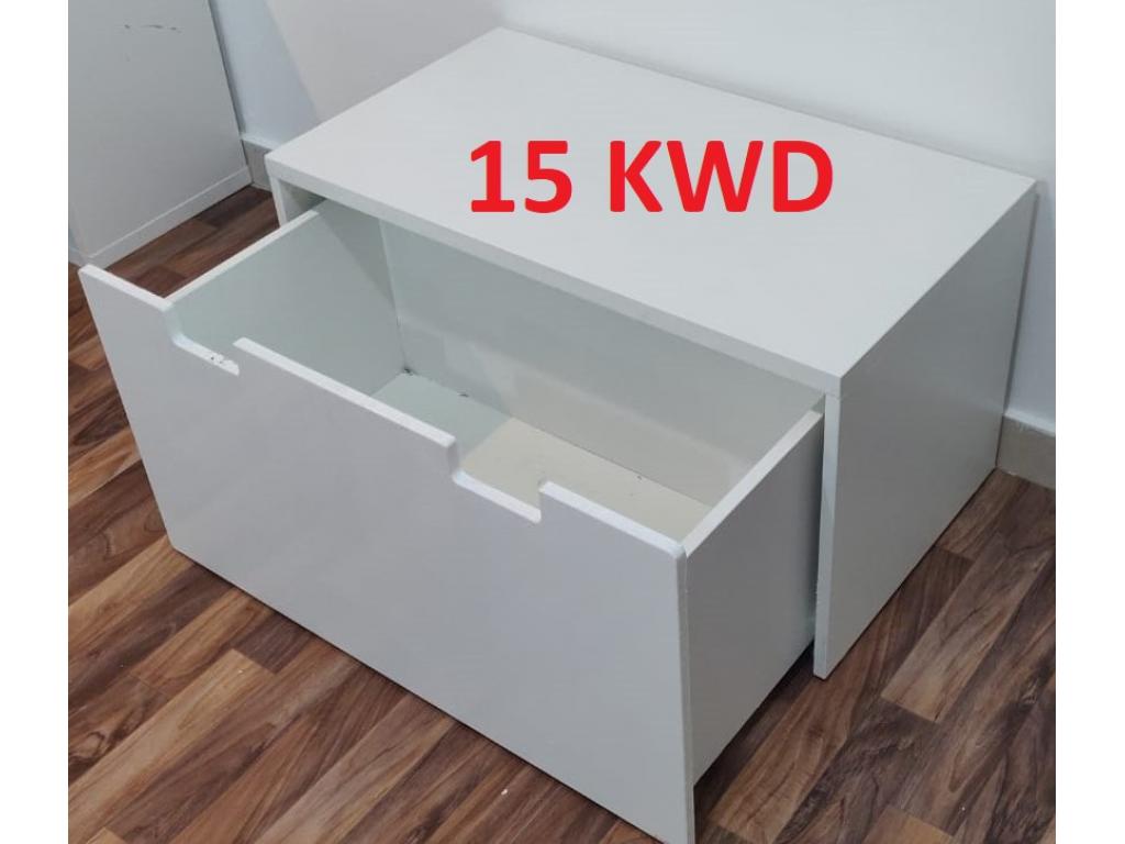 ikea bench with toy storage on castors, 90x50x50 cm, white, 15 KWD - 1