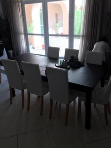 Extendable dining table & 8 chairs