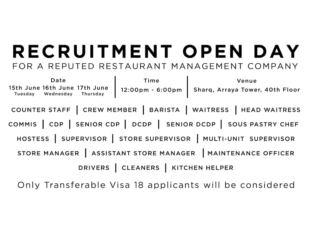 Recruitment Open Day for a Reputed Restaurant Management Co. - 1