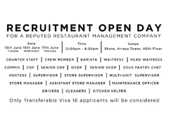 Recruitment Open Day for a Reputed Restaurant Management Co. - 1