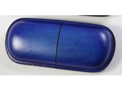 Hard leather case for glasses - blue - 1