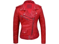 Ladies Leather Jackets (Red & White Colors) Brand New