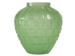 Vase Daum Rythmes in Acid Etched Light Green Pate De Crystal