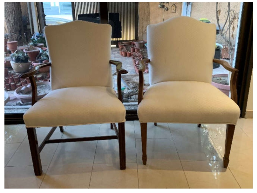 Pair of Wooden Upholstered Chairs - 1