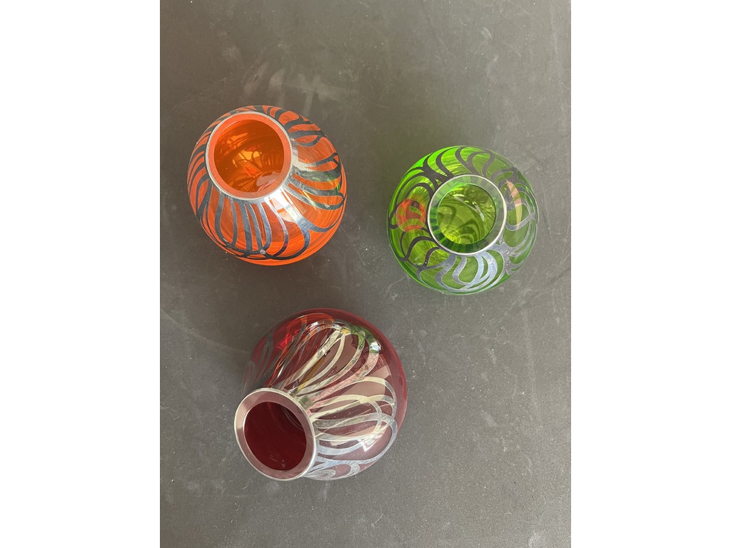 Set of 3 Colored Glass vases - 1