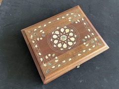 Wooden Box with Bone Inlay