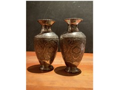Silver Plated Hammered Vases, approx