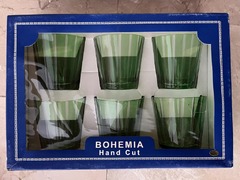 12 New In Box Bohemia Hand Cut Glasses