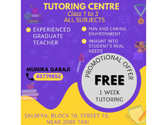 Tutoring for all subjects by experienced graduate teacher. Class 1 to 5.