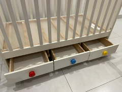 Ikea (Gonatt) Baby Cot, with storage drawers + mattress