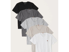 Abercrombie & Fitch 5-Pack Icon V-Neck Tee Shirts, Size: Large. - 2