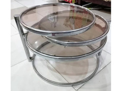 Sophisticated Chrome and glass three tier side table or coffee table - 2