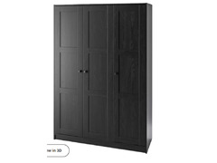 2  week old - IKEA RAKKESTAD Wardrobe with 3 doors, black-brown, 117x176 cm