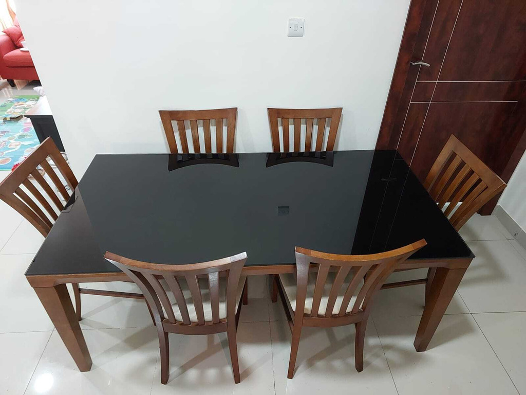 6 Seater Dining Table along with 6 dining chairs from Safat for sale - 1