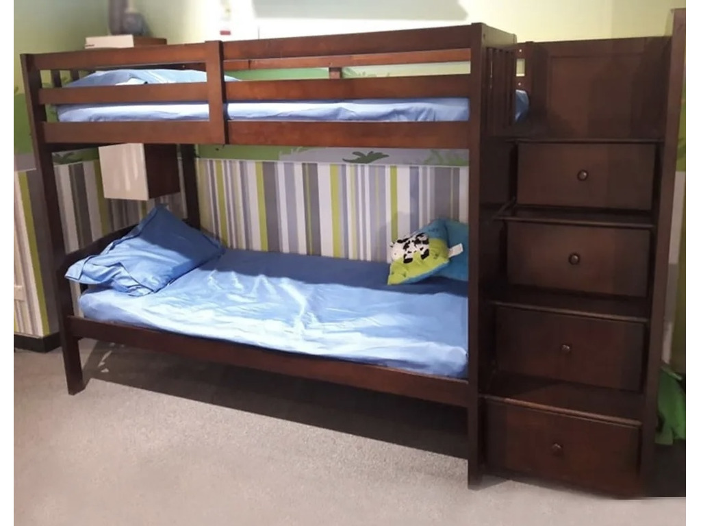 Solid Mahogany Wood Bunk Bed - 1