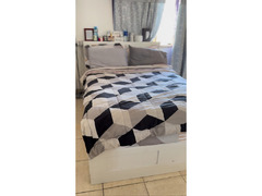 Ikea Bed with 4 Storage Drawers, built in shelves & matteress for Sale