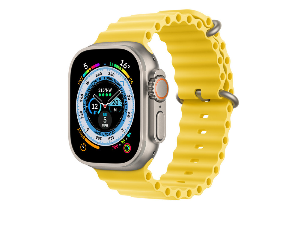 apple Watch Ultra GPS + Cellular 49mm Titanium Case with Yellow Ocean Band - 1