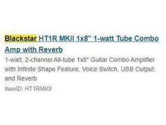 Blackstar HT1R MKII 1x8" 1-watt Tube Combo Amp with Reverb - 1