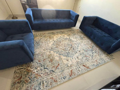 Mesmer Sofa set in Channel Tufted Navy Blue Velvet & Acrylic by Modway