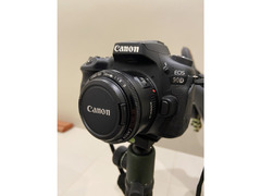Canon 90D with 50mm Lens with K&F Bag Fotopro Tripod and Memory Card