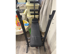 Gym Bench with bar and weights