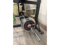 Gym Bench with bar and weights