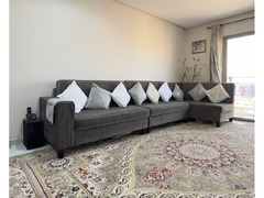 Dark Gray Velvet 4 seater sofa + L Seater for Sale