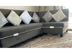 Dark Gray Velvet 4 seater sofa + L Seater for Sale