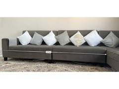 Dark Gray Velvet 4 seater sofa + L Seater for Sale