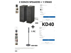 SONOS + IKEA - SYMFONISK WiFi bookshelf speaker, black smart - SET of 2 with 1 Stand