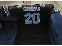 NFL Detroit Lions Barry Sanders Black American Football Jersey