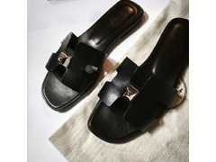 Hermes Oran Silver Stud Sandals - Size 37